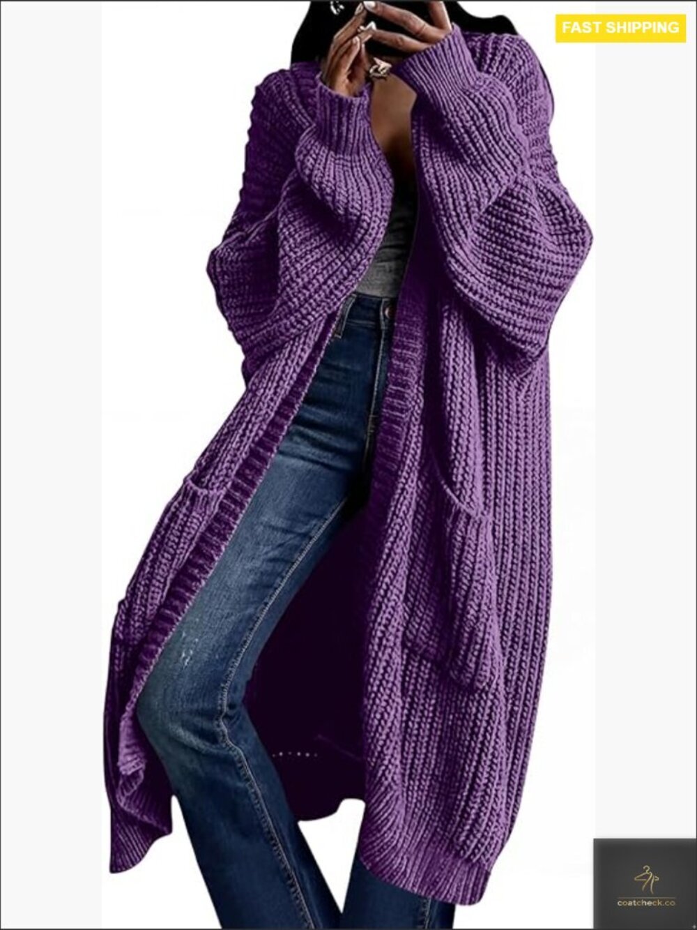 Oversized Long Cardigan Sweater Coat Knit Open Front Cozy with Pockets